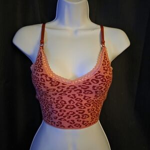 SHEIN Leopard Print Crop Top - Pink and Brown